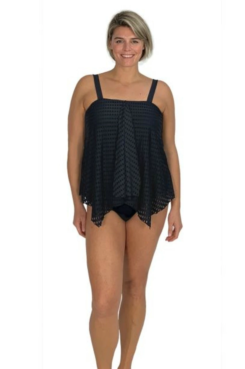 Fit4U Fit 4U™ Lattice Texture Bandeau Handkerchief Top - Black 1 Fit4U Fit 4U™ Lattice Texture Bandeau Handkerchief Top - Black