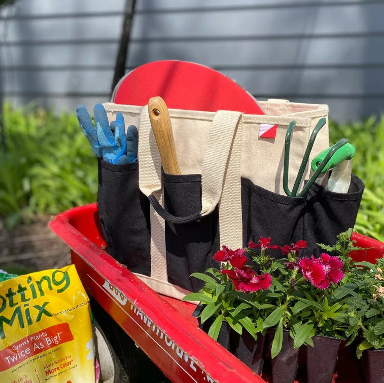 Shore Bags® Medium Pocket Tote - Natural/Navy 5 Shore Bags® Medium Pocket Tote - Natural/Navy - Image 5