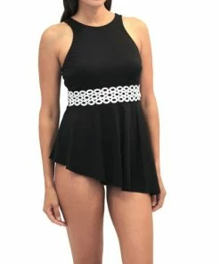 Fit4U Fit 4U™ Loopy Hi Neck Asymmetric Top - Black