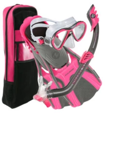 U.S. Divers Junior Purge Dry Top Snorkel Set With Bag - Pink