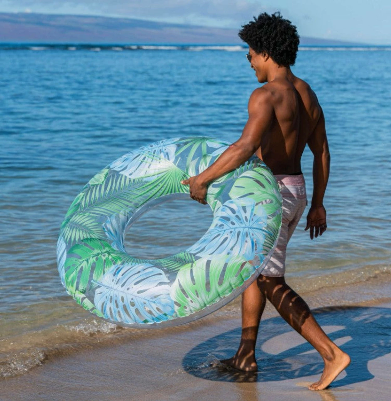 Pool Candy PoolCandy 48 Inch Jumbo Pool Tube With Palm Print 3 Pool Candy PoolCandy 48 Inch Jumbo Pool Tube With Palm Print - Image 3