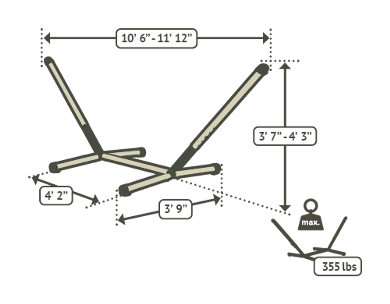 LA SIESTA® Nautico - Powder Coated Steel Stand For Double Hammocks - Cool Grey 3 LA SIESTA® Nautico - Powder Coated Steel Stand For Double Hammocks - Cool Grey - Image 3